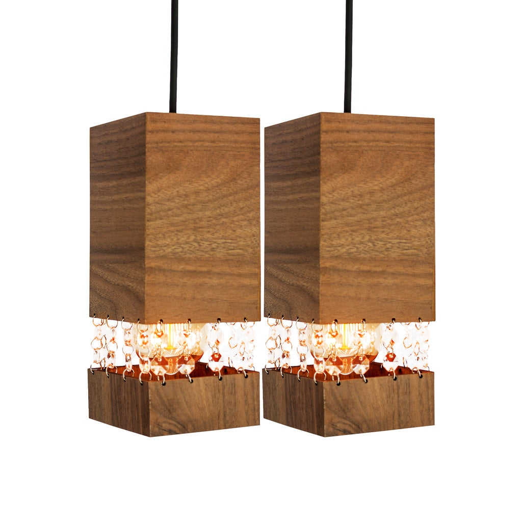 2 Luminárias de Cristais Acrílico e MDF | Alma & Casa
