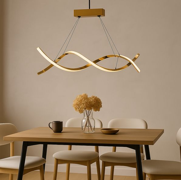 Lustre Pendente Espiral LED – Escultura de Luz | Alma & Casa