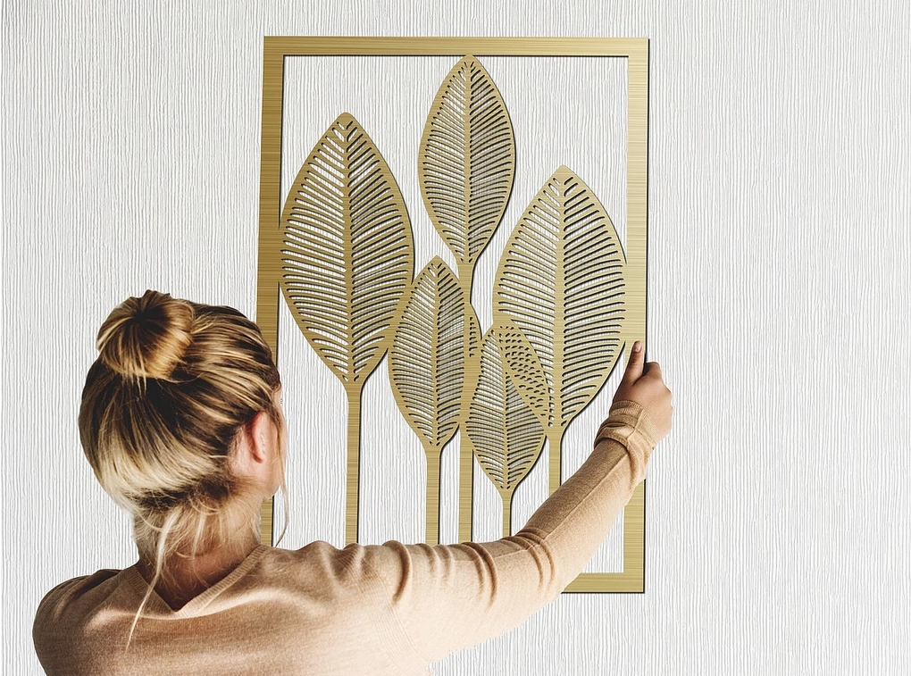 Quadro Arte e Leveza no Espaço em Folhas | Alma & Casa