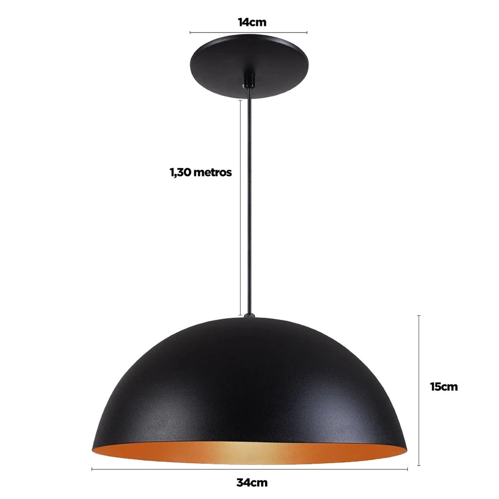 Pendente Meia Lua 34cm em Alumínio – Design Moderno e Sofisticado | Alma & Casa