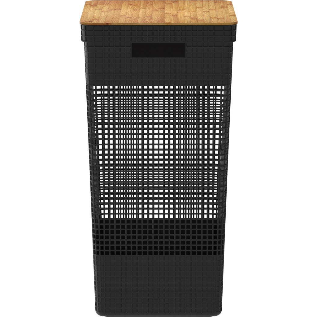 Cesto de Roupas Grid Luxo com Tampa de Bambu 49L | Alma & Casa