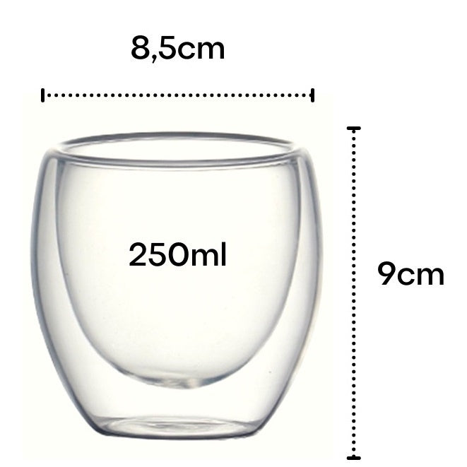 Copo Duplo Vidro 250ml: Design Térmico e Elegante | Alma & Casa