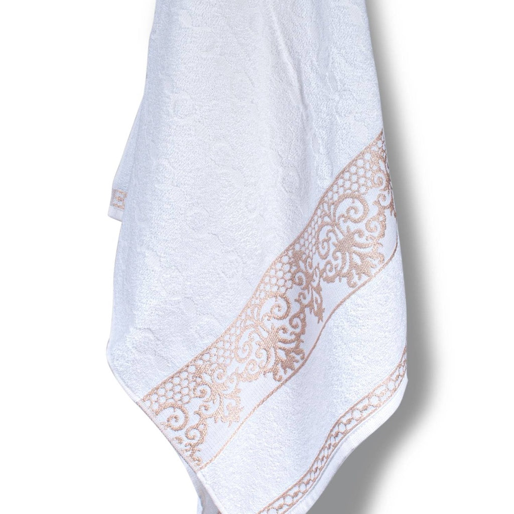 Kit 3 Toalhas de Banho Jacquard Branca Hotel Spa Salão Grossa e Grande 400g/m2 - 75x140cm - Ohana 100% Algodão