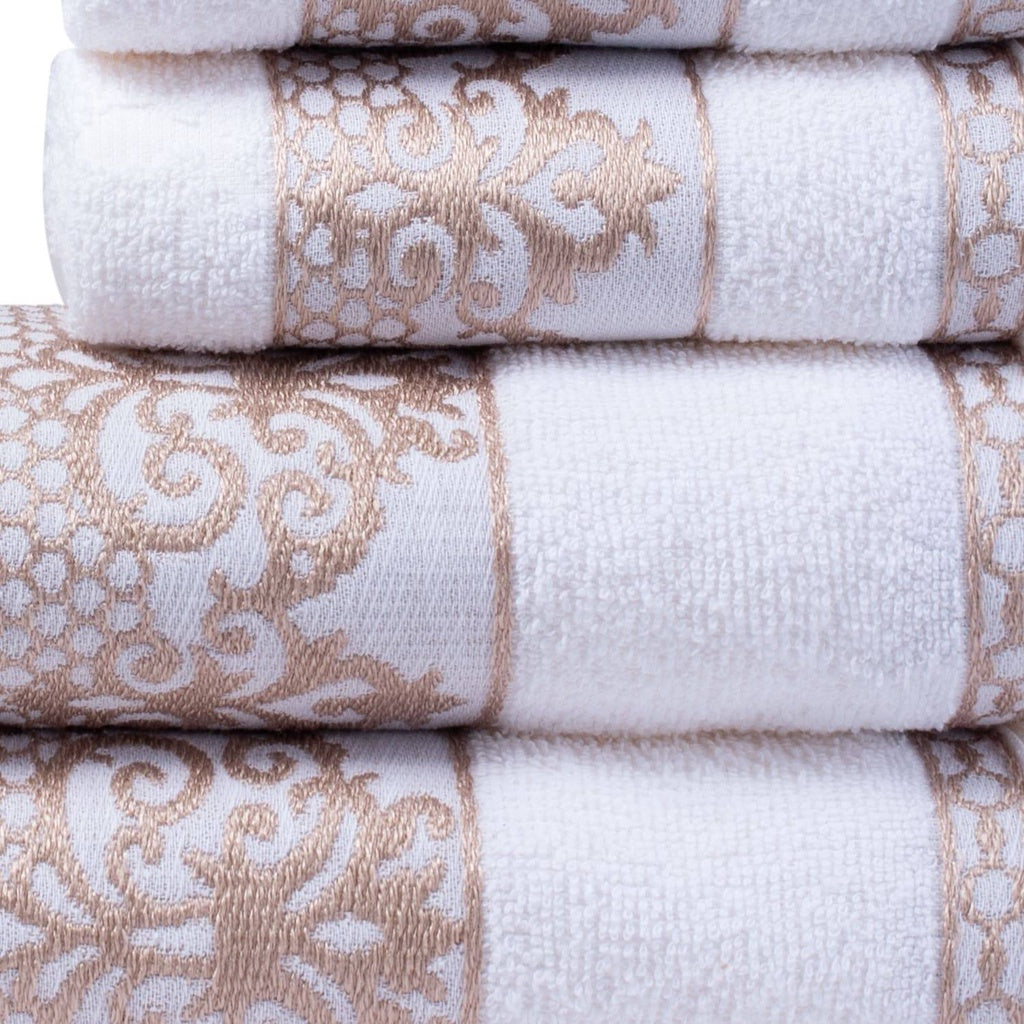 Kit 3 Toalhas de Banho Jacquard Branca Hotel Spa Salão Grossa e Grande 400g/m2 - 75x140cm - Ohana 100% Algodão