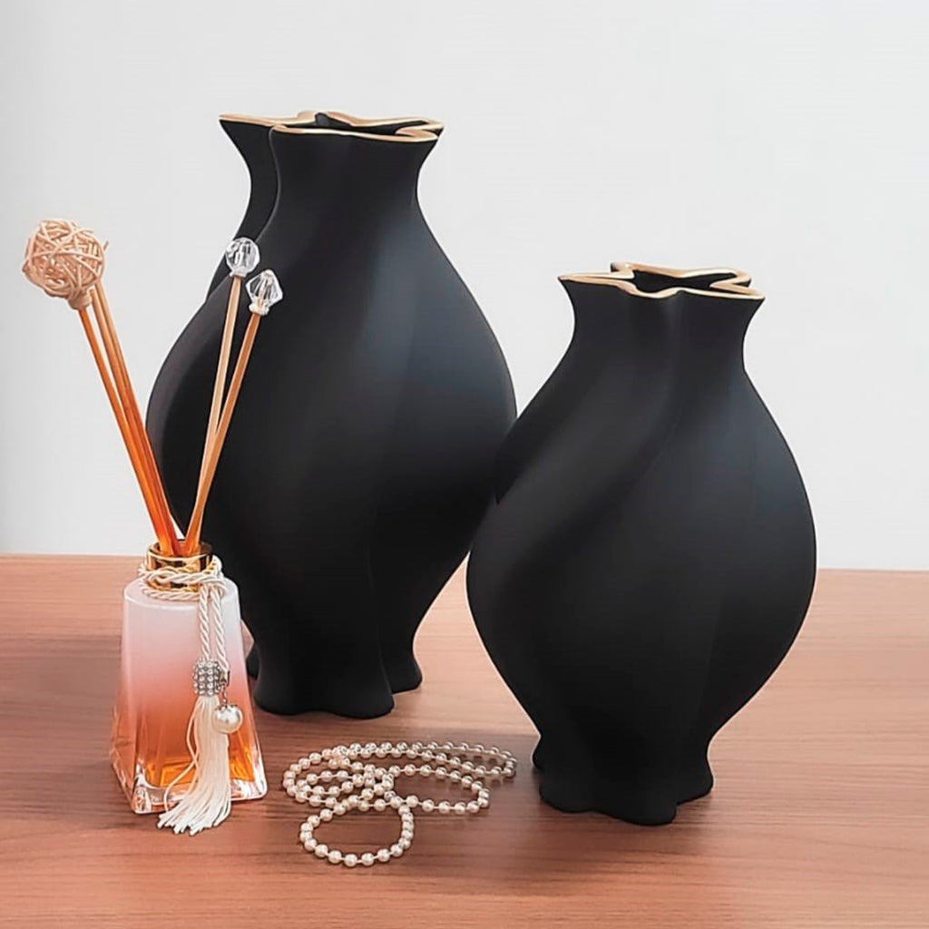 Kit 2 Peças Vasos Cerâmicos Artesanais para Decoração Sofisticada | Alma & Casa
