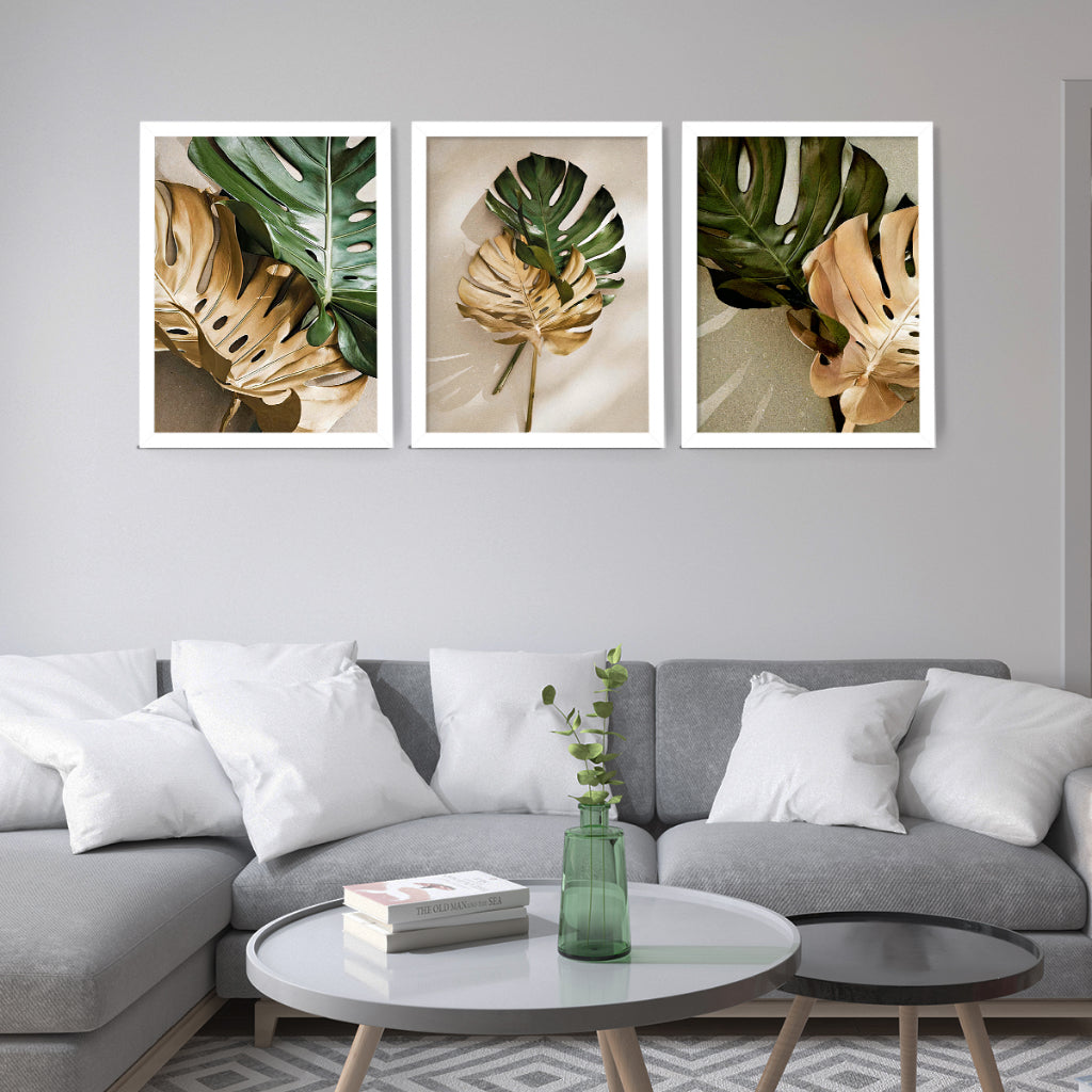 Quadros Folhagem Costela de Adão com Moldura Madeira | Alma & Casa