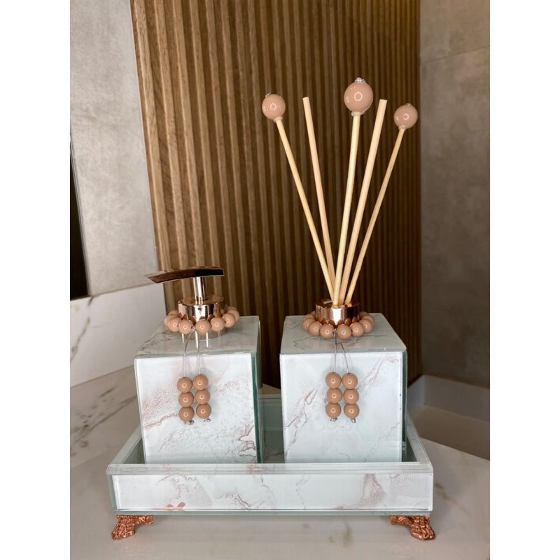 Conjunto Completo Lavabo Luxo com Efeito Mármore | Alma & Casa