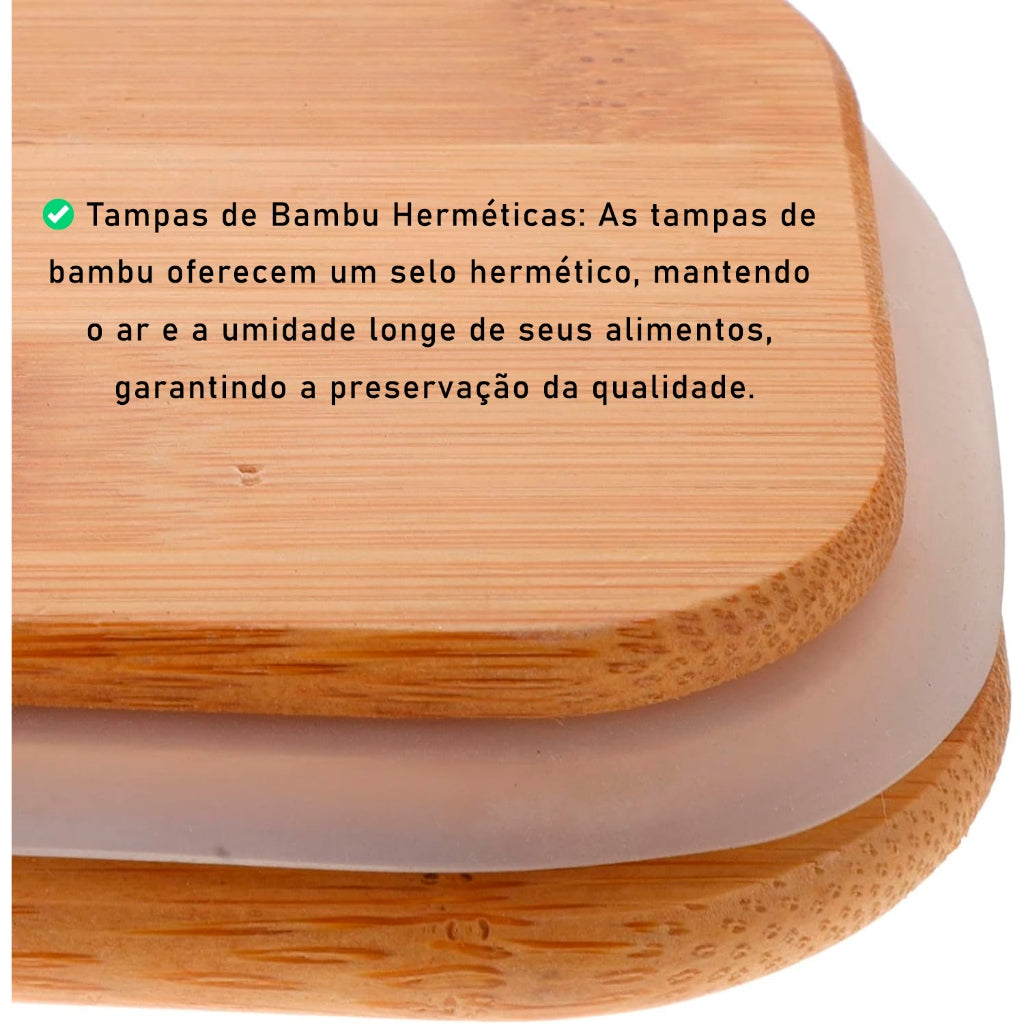 Potes de Vidro Bambu, 6 pcs - Organização com Estilo: | Alma & Casa