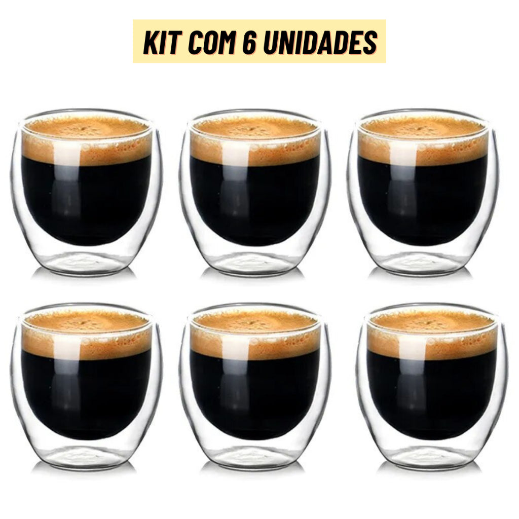 Jogo 6 Copos de Vidro Duplo 80ml: Design e Charme | Alma & Casa