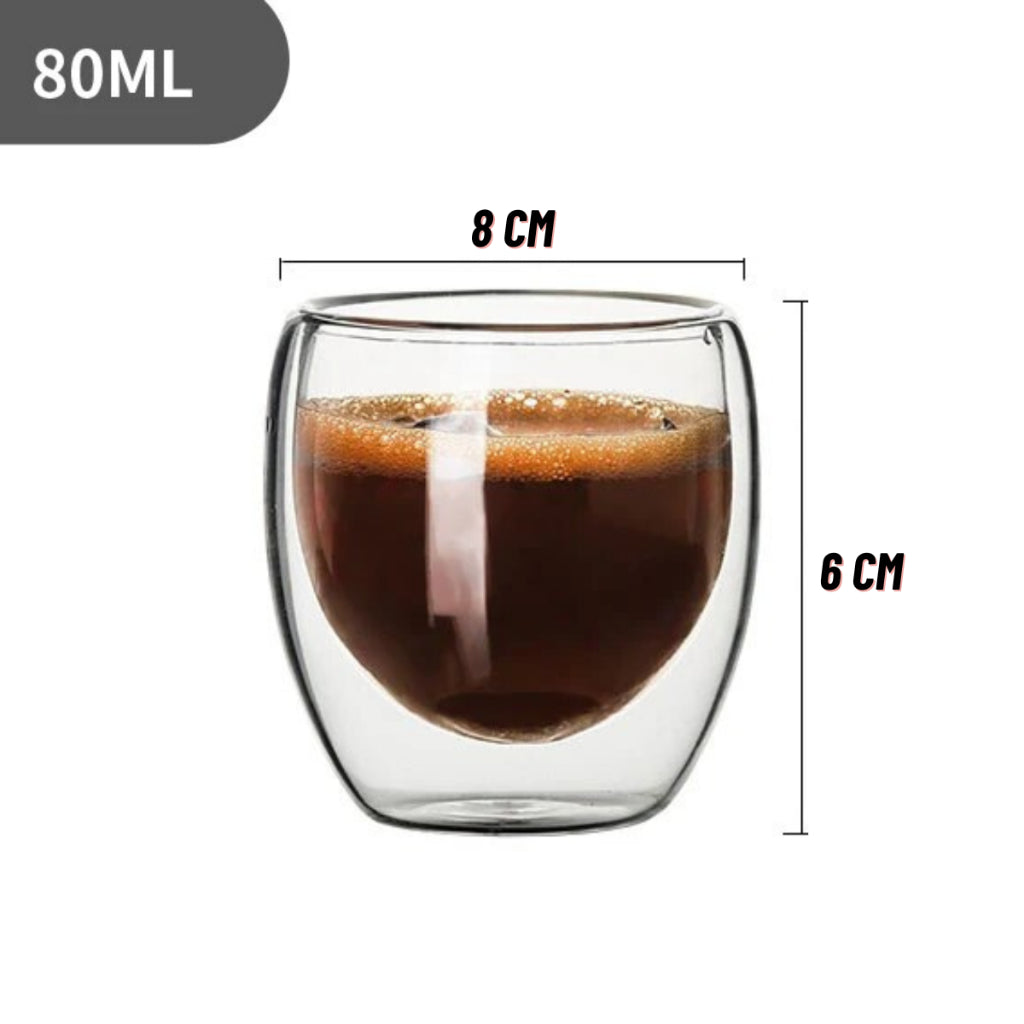 Jogo 6 Copos de Vidro Duplo 80ml: Design e Charme | Alma & Casa