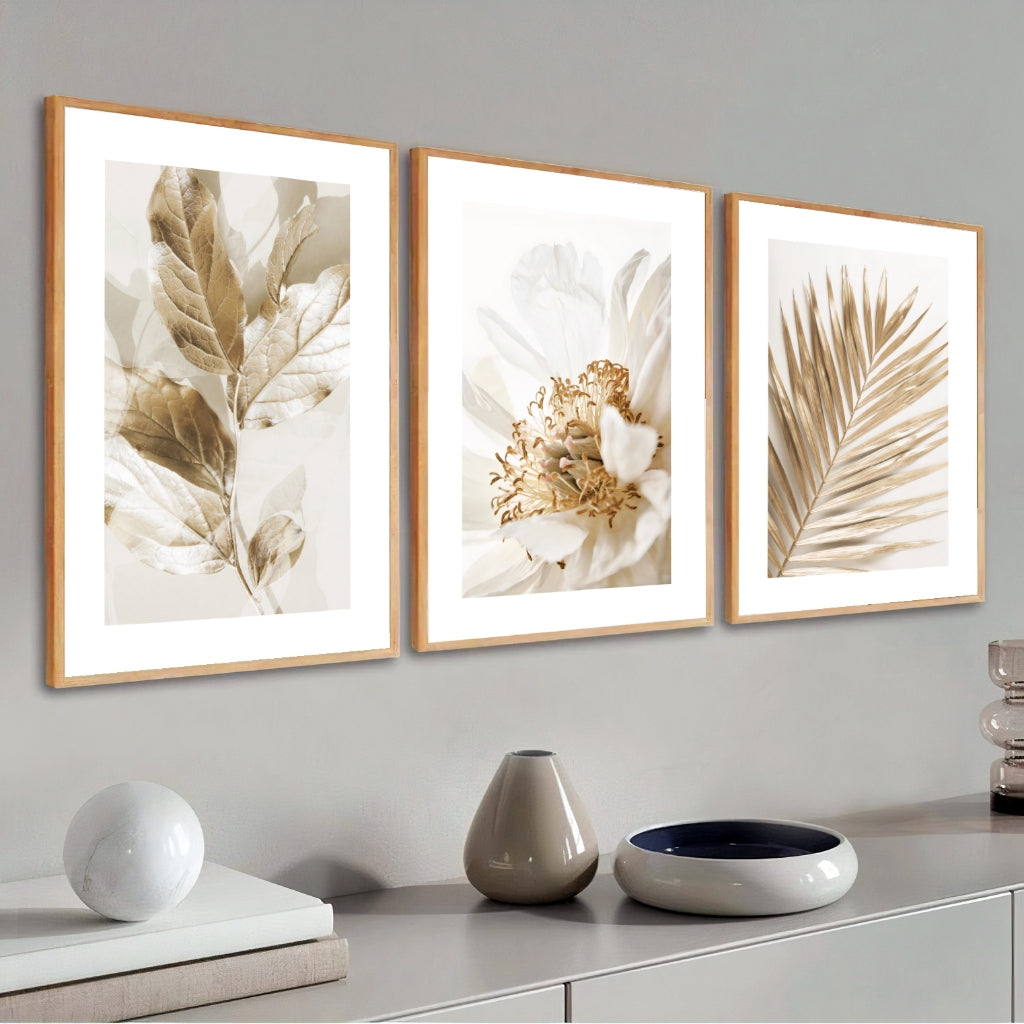 Trio de Quadros Decorativos Grandes para Sala | Alma & Casa