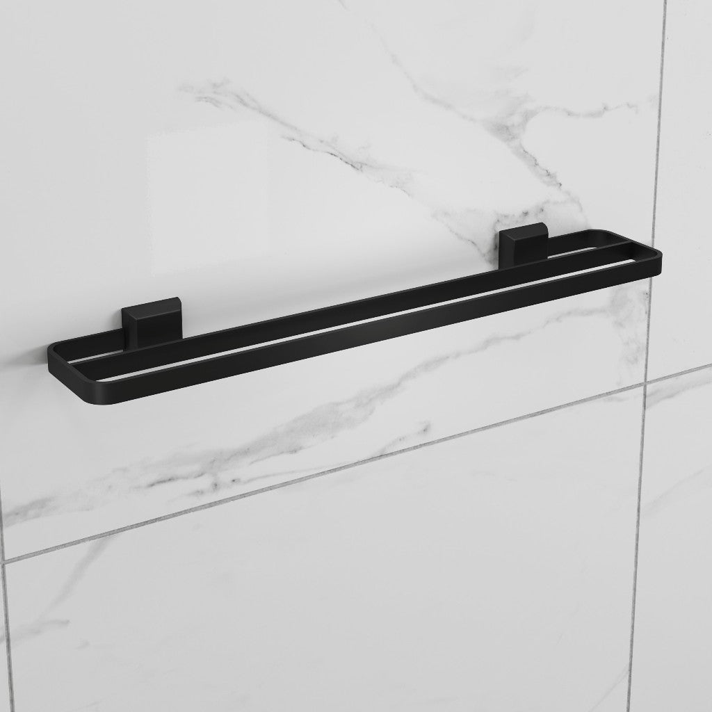 Kit Acessórios Para Banheiros 4 Peças Lavabo Com Toalheiro Duplo Preto Fosco