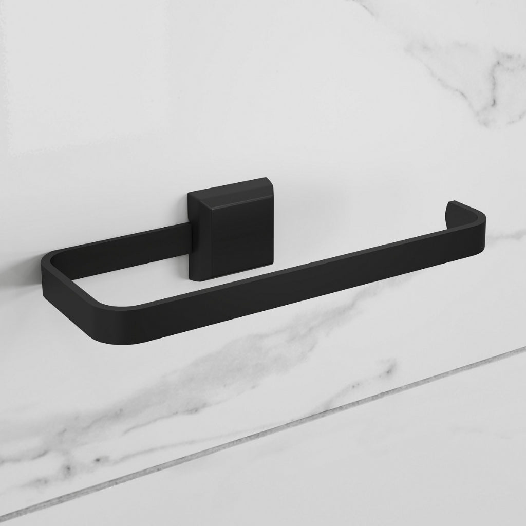 Kit Acessórios Para Banheiros 4 Peças Lavabo Com Toalheiro Duplo Preto Fosco