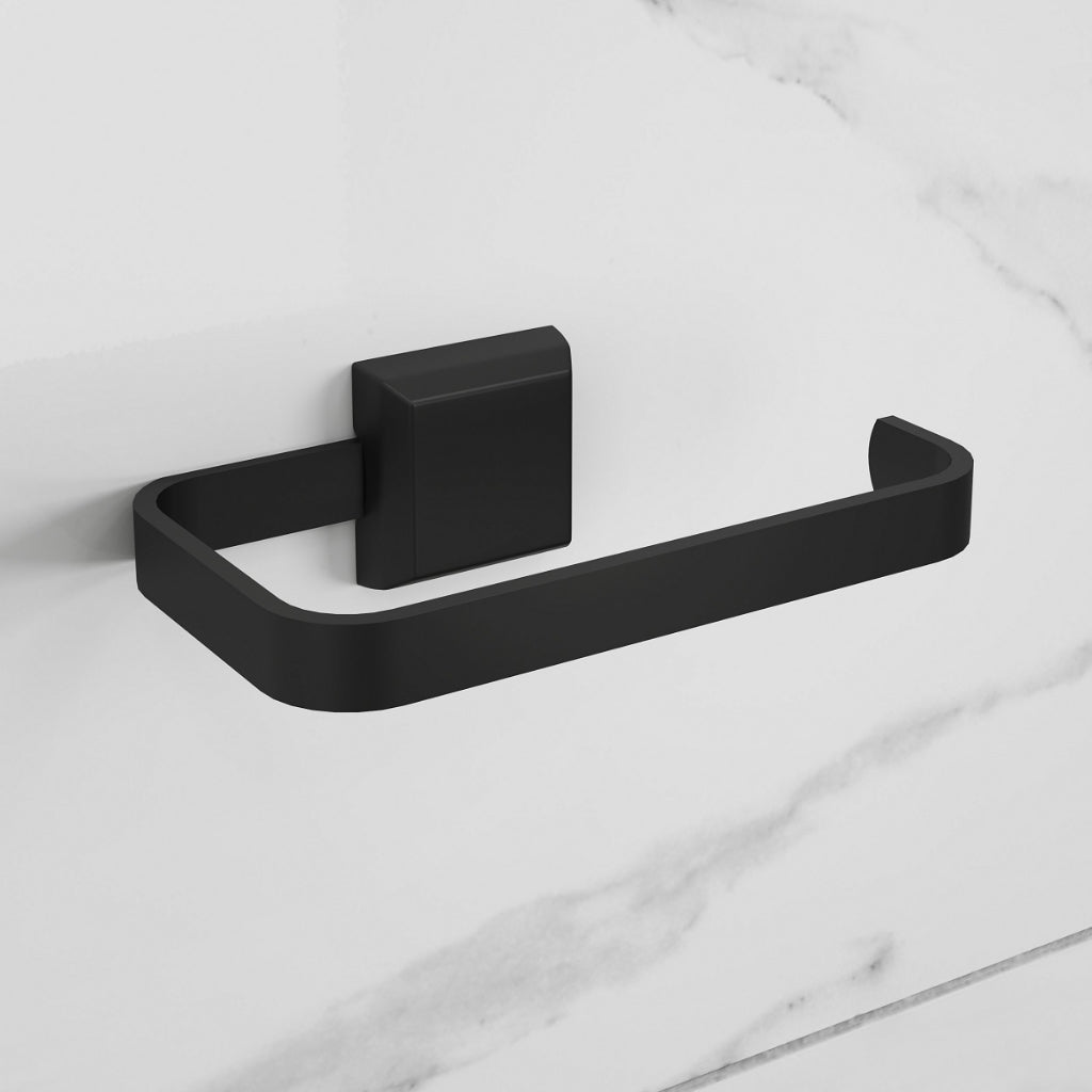 Kit Acessórios Para Banheiros 4 Peças Lavabo Com Toalheiro Duplo Preto Fosco