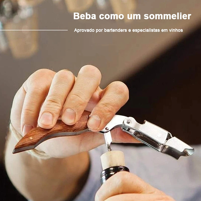 Abridor de Vinho Compacto com Fulcro Duplo: Estilo e Praticidade | Alma & Casa
