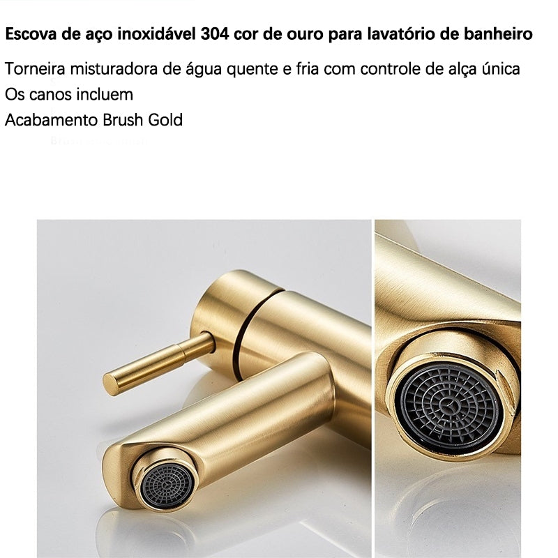 Torneira para lavatório SUS 304 de aço inoxidável simples e fria de 1/2 polegada