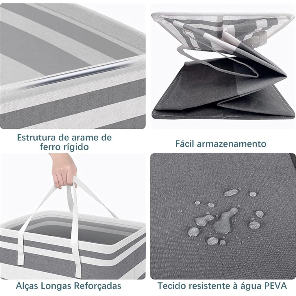 Cesto de Roupa Grande 75L Dobrável - Conjunto com 2 Peças 40x30x70cm para Roupas Sujas | cesta de roupa suja
