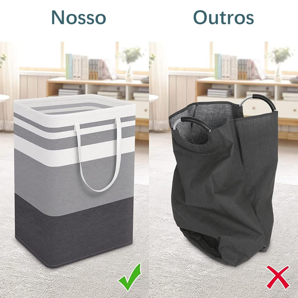 Cesto de Roupa Grande 75L Dobrável - Conjunto com 2 Peças 40x30x70cm para Roupas Sujas | cesta de roupa suja