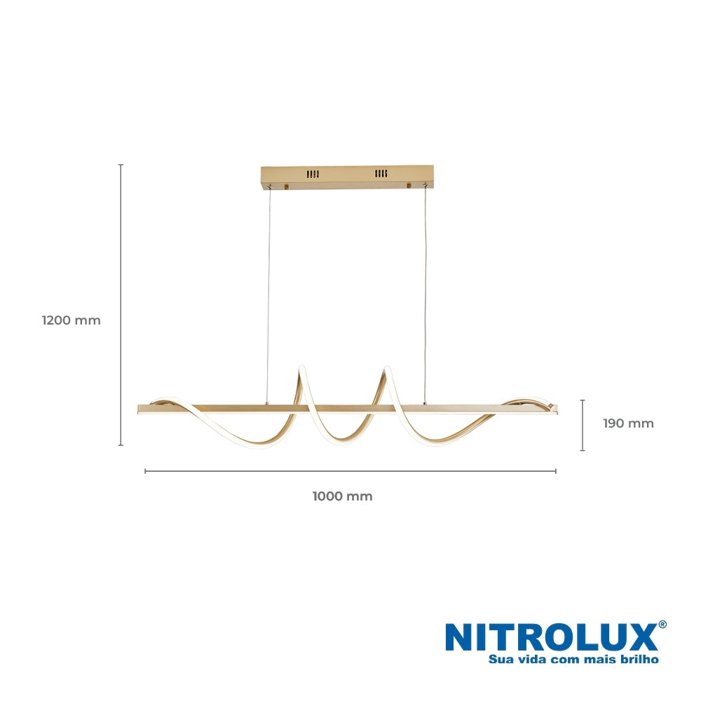 Lustre Pendente LED Dourado – Design, Luz e Sofisticação em Cada Detalhe | Alma & Casa
