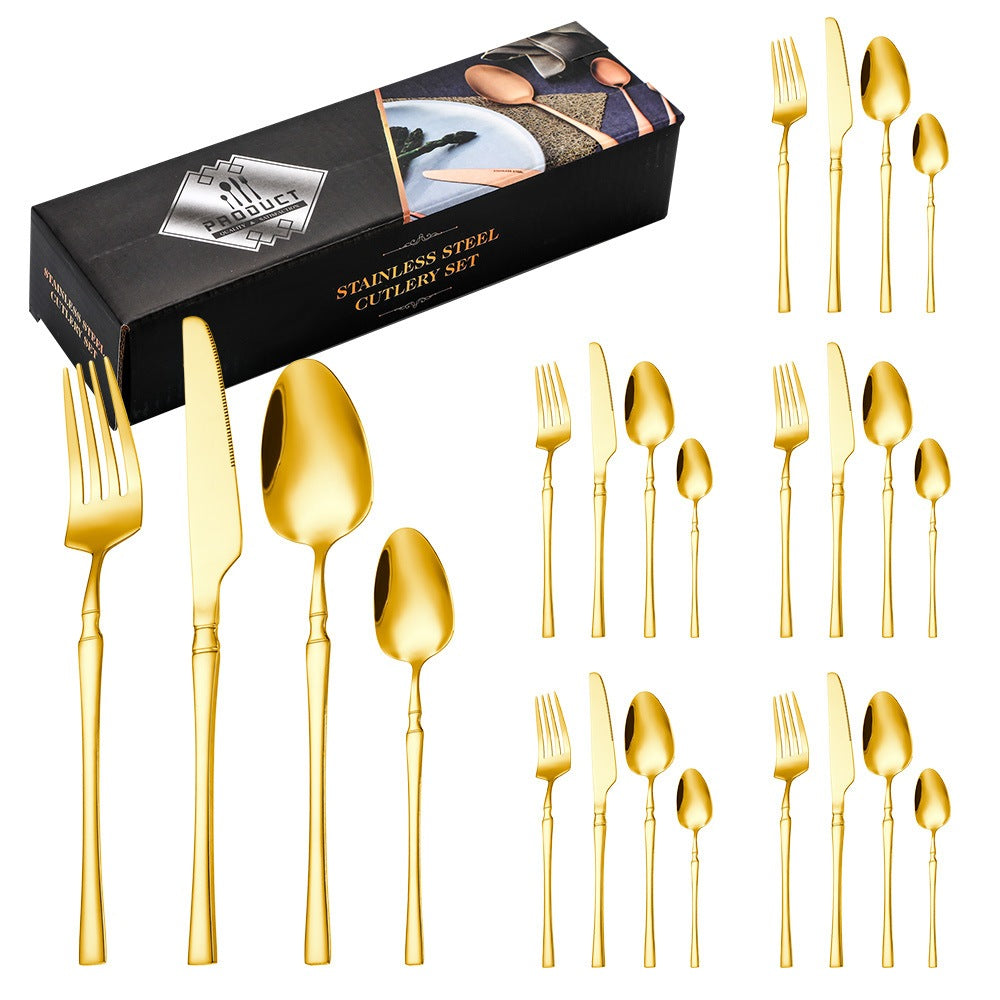 Encanto Dourado à Mesa: Talheres Luxo 24 Peças | Alma & Casa