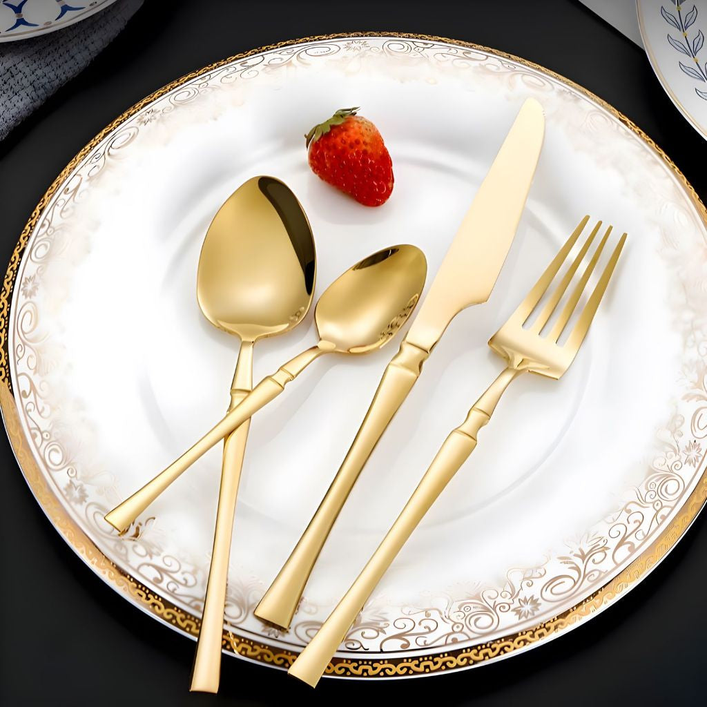 Encanto Dourado e Prateado à Mesa: Talheres Luxo 24 Peças | Alma & Casa