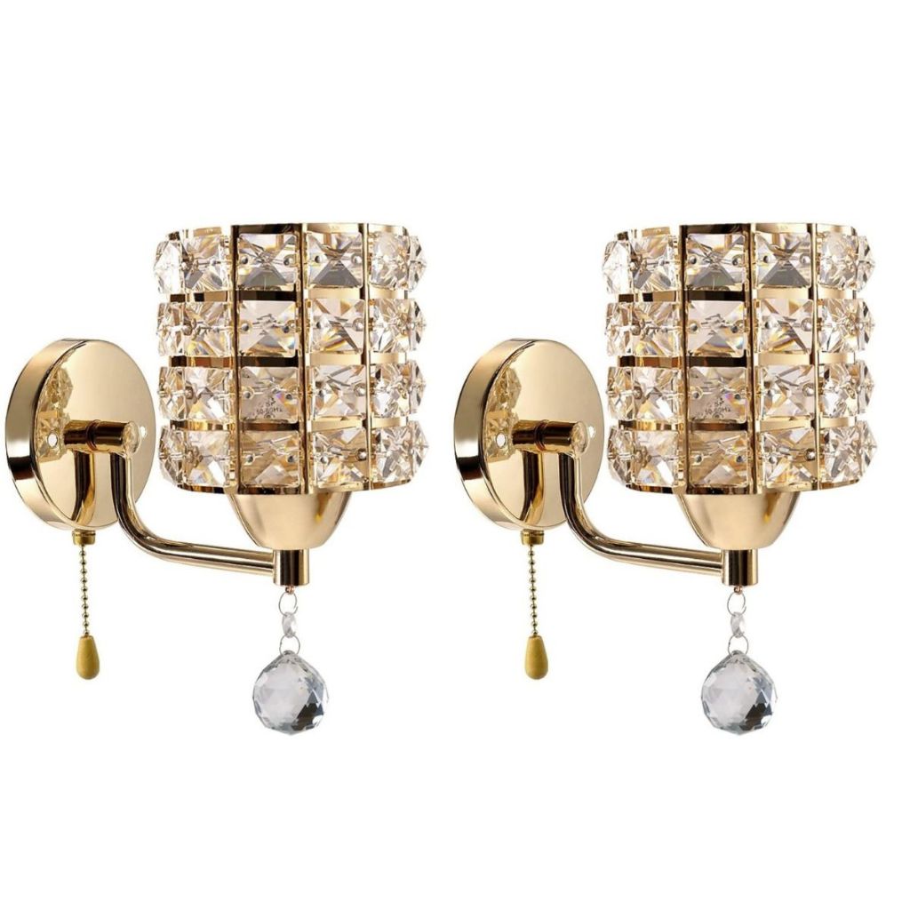 Arandelas de Cristal Dourada Luxo 2 pçs| Alma & Casa