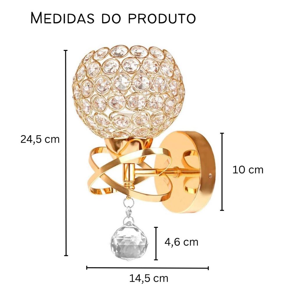 Arandela Dueto de Cristal, Dourado Moderna | Alma & Casa