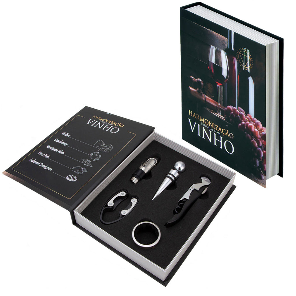 Kit Vinho em Livro Preto: Elegância Discreta e Funcional | Alma & Casa