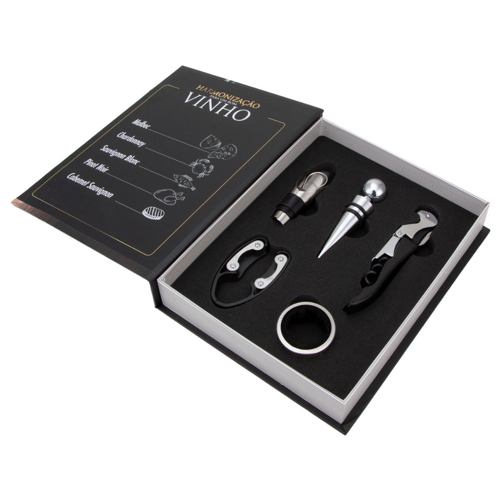 Kit Vinho em Livro Preto: Elegância Discreta e Funcional | Alma & Casa