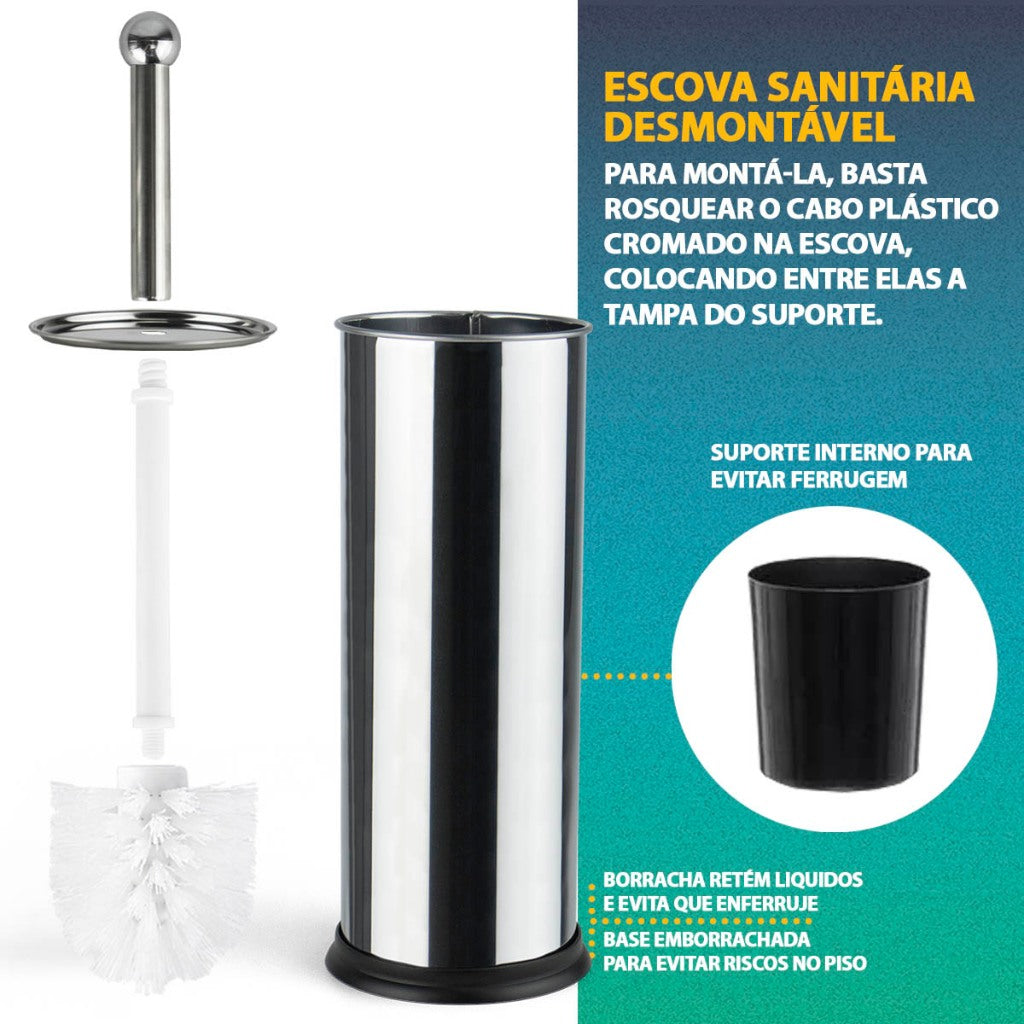 Kit Lixeira e Escova Inox: Charme para o Banheiro | Alma & Casa