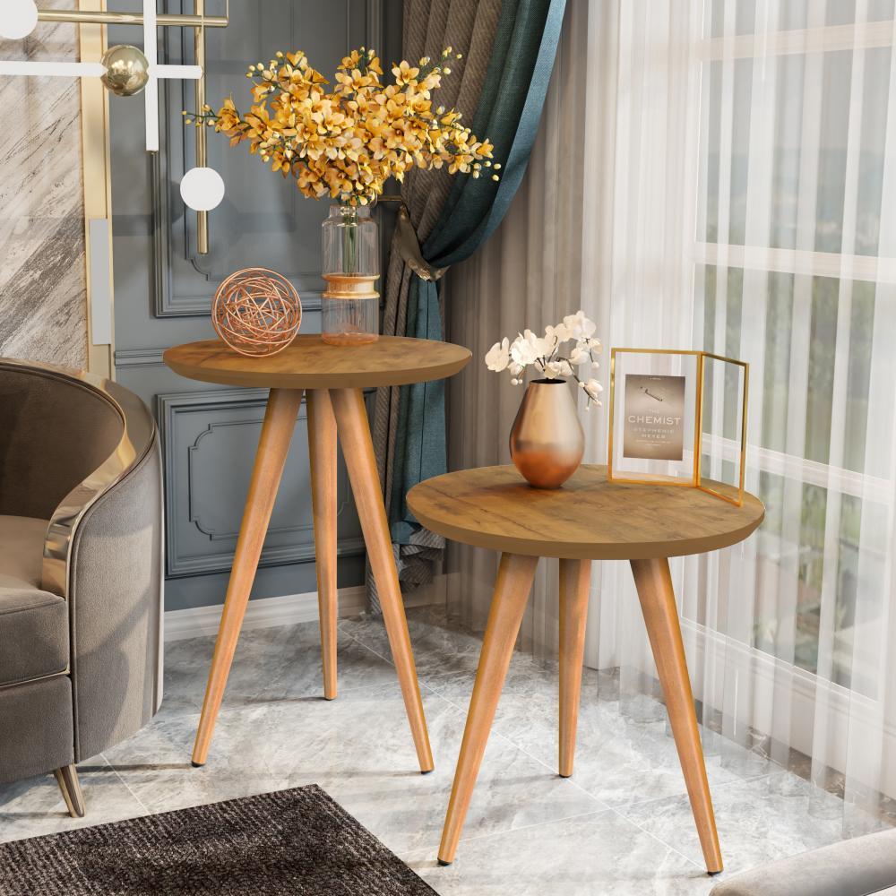 Conjunto de Mesas para Sala Classic Sofá Redonda com Pés Palito Decoração