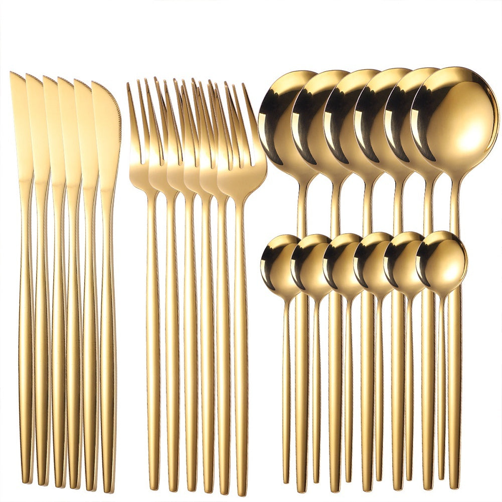 Talheres Sofisticação a Mesa em Dourado 24 pcs | Alma & Casa