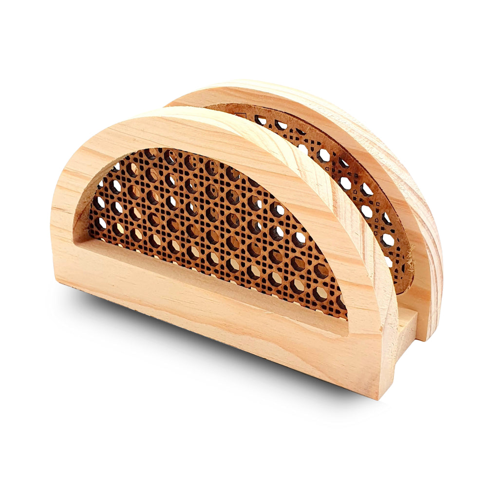 Porta-Guardanapo Rústico em Madeira e Palha | Alma & Casa