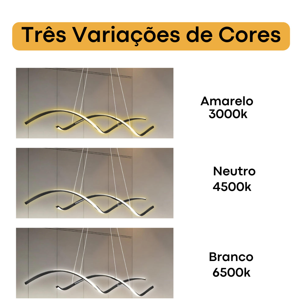 Lustre Pendente Espiral LED – Escultura de Luz | Alma & Casa