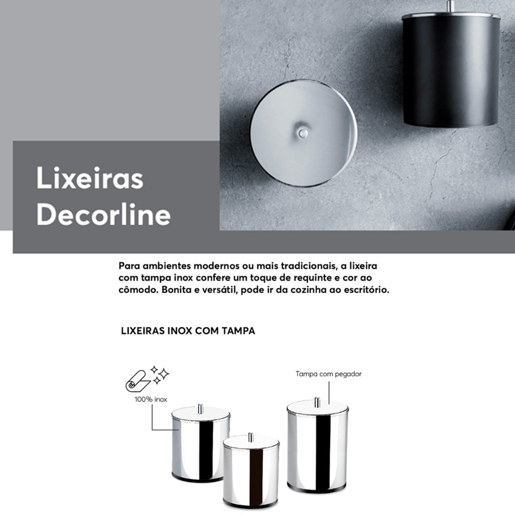 Lixeira Inox Decorline 3,2L: Sofisticação e Praticidade | Alma & Casa