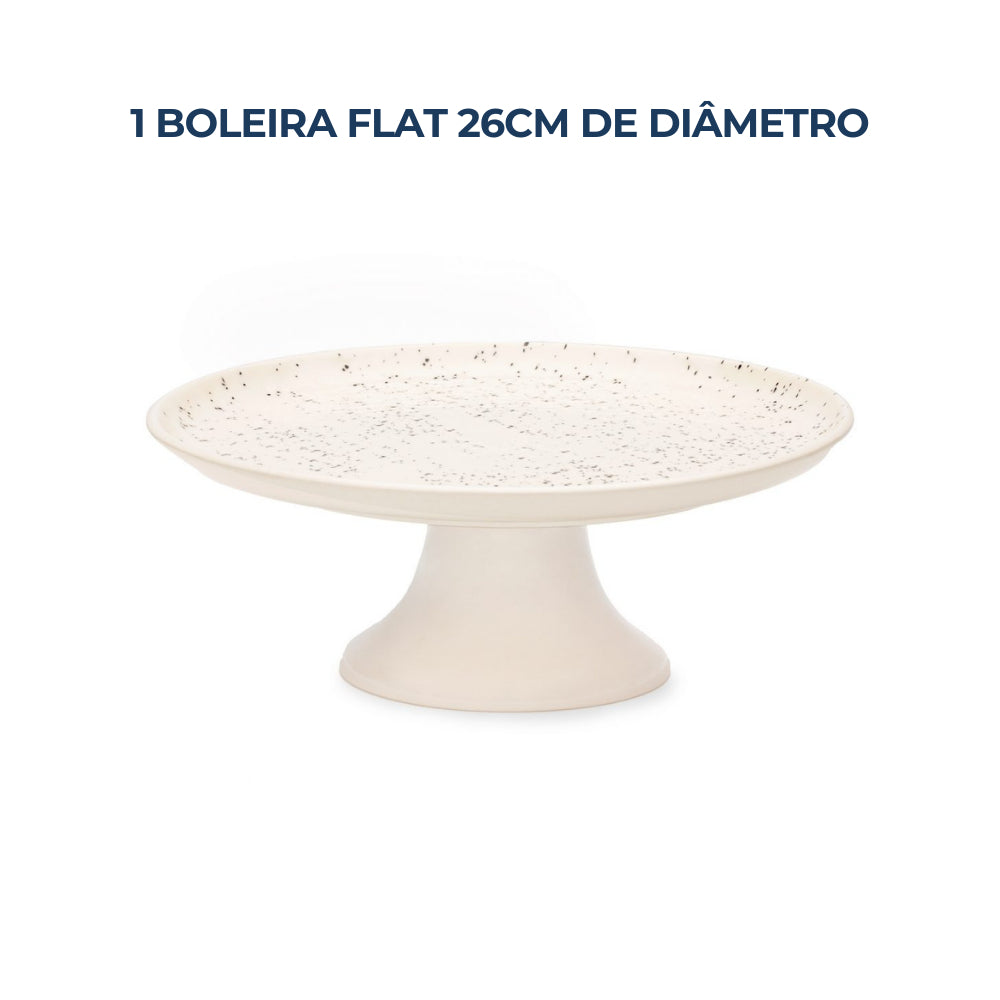 Boleira Flat de Cerâmica Inspirada na Natureza | Alma & Casa
