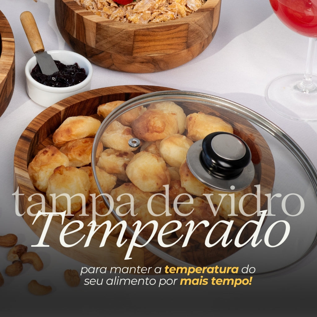 2 Gamelas de Madeira Teca com Vidro Elegante | Alma & Casa