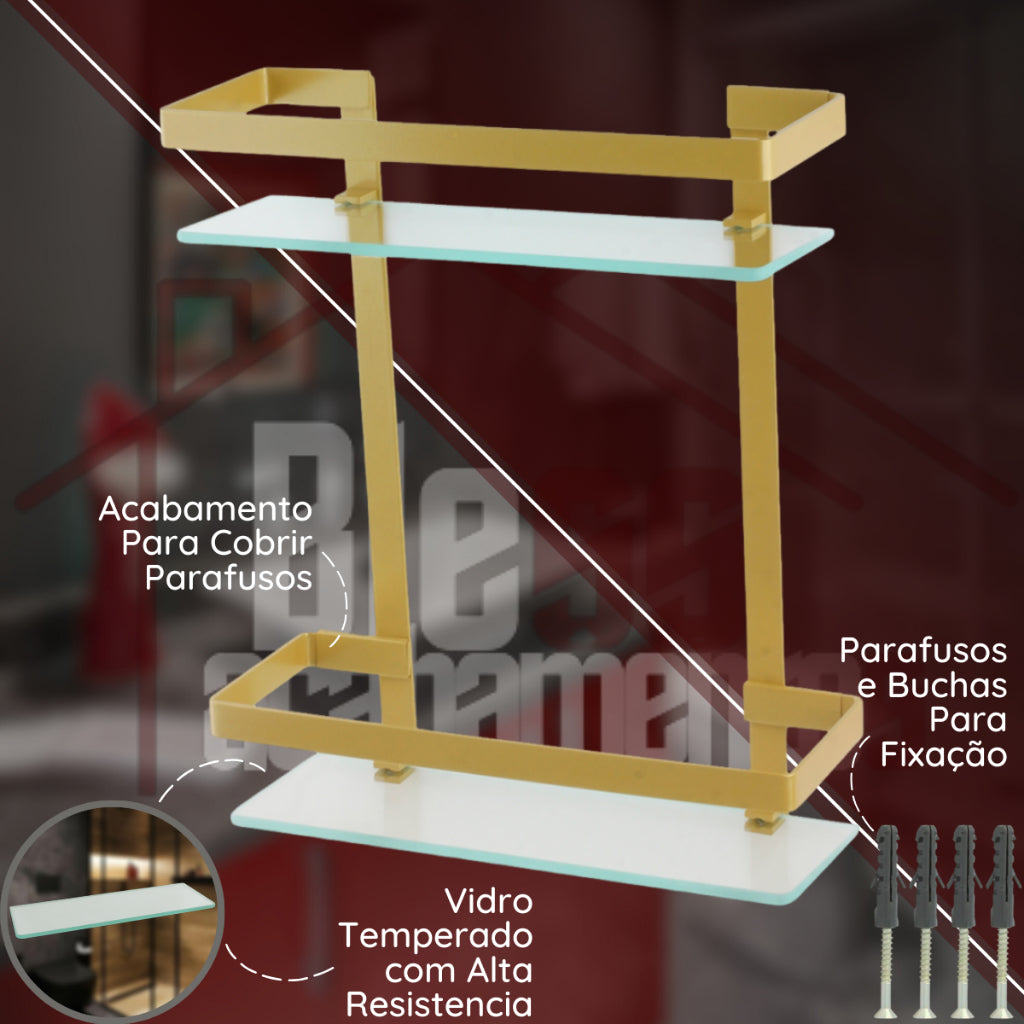 Porta Shampoo em Vidro e Alumínio Polido | Alma & Casa