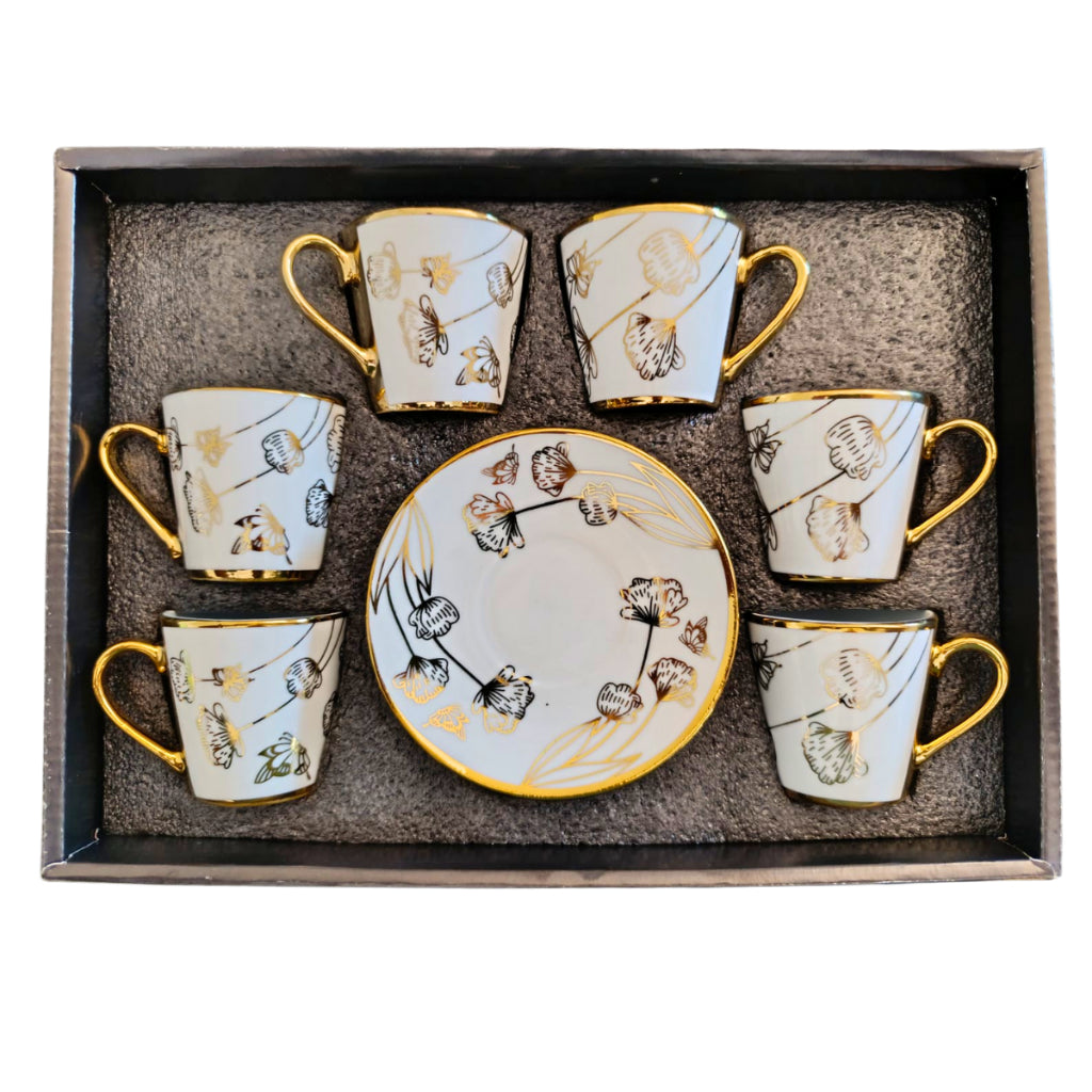 Conjunto Xícaras de Café Ouro 12 Peças | Alma & Casa