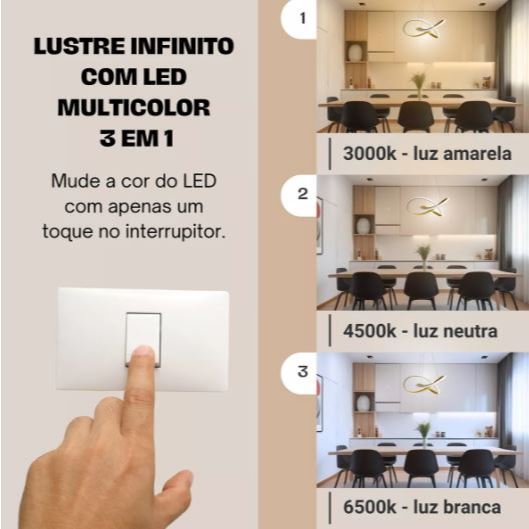 Lustre Pendente Dourado com Luz Escultural | Alma & Casa