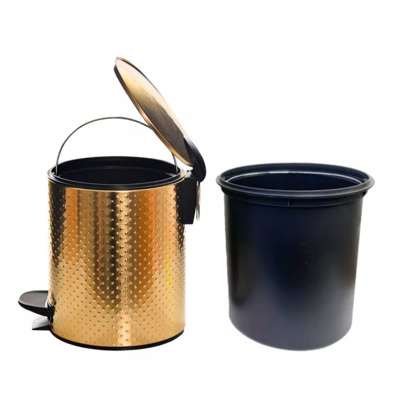 Kit Banheiro Luxo Gold com Lixeira e Escova | Alma & Casa