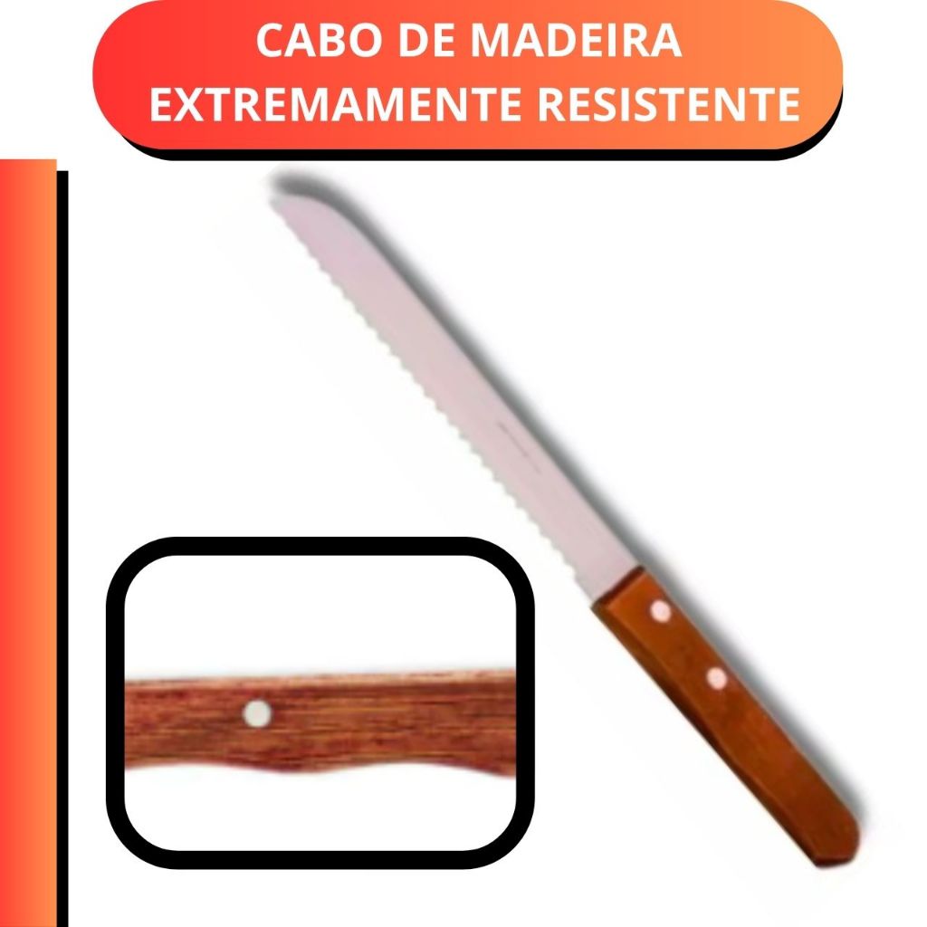 Faca de pão inox profissional com corte serrilhado preciso. Sofisticação, durabilidade e design elegante para sua cozinha | Alma & Casa.