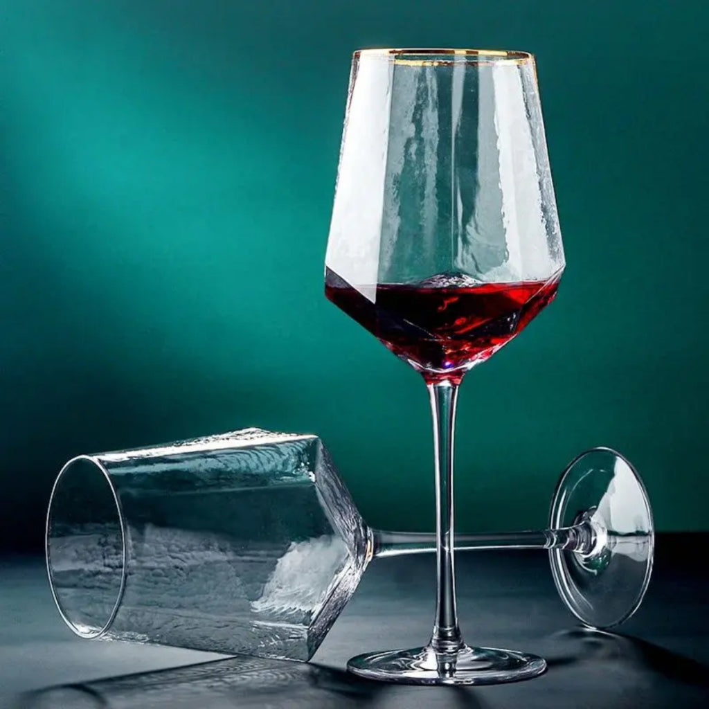 Taças de Cristal Luxo com Borda Dourada 600ml | Alma & Casa