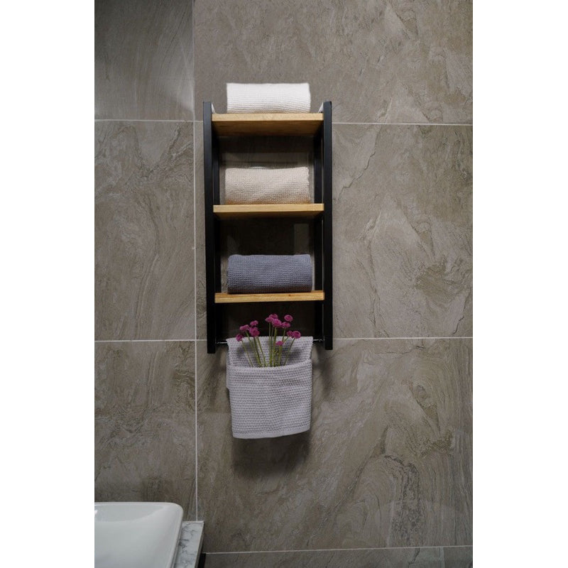 Prateleira com Suporte Toalha em Metalon e MDF | Alma & Casa