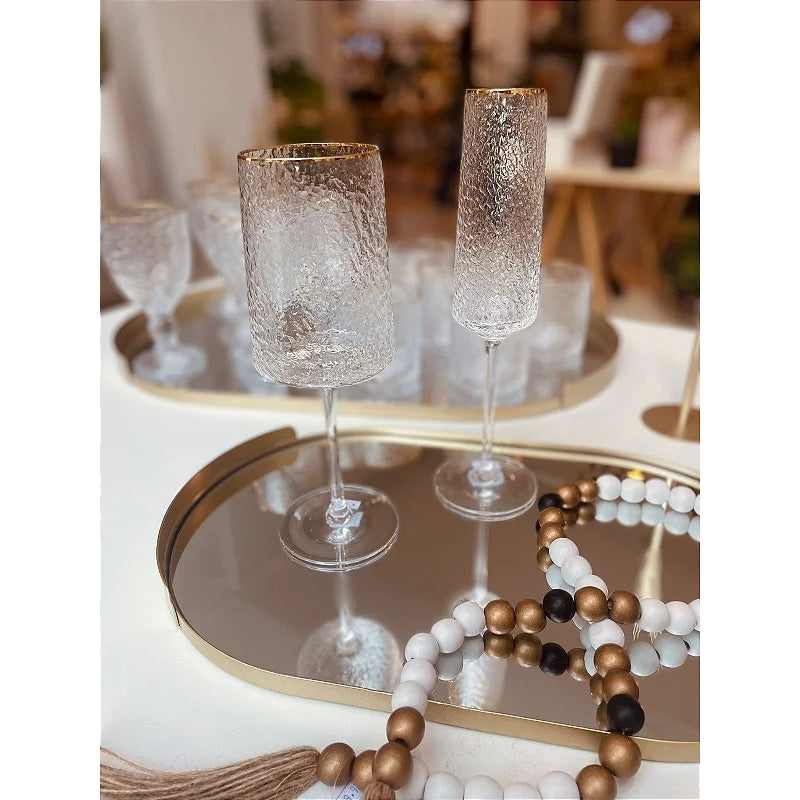 Taça Champanhe Cristal com Fio Dourado - 01 peça| Alma & Casa
