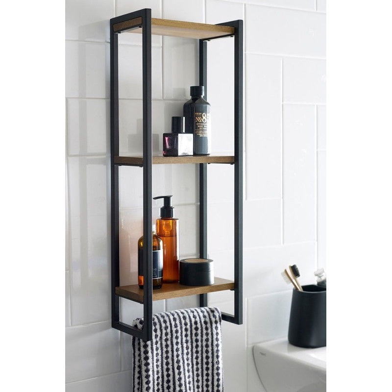 Prateleira com Suporte Toalha em Metalon e MDF | Alma & Casa
