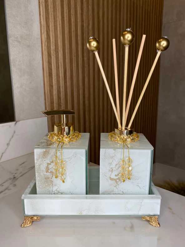 Conjunto Completo Lavabo Luxo com Efeito Mármore | Alma & Casa
