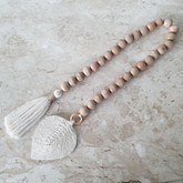 Colar de Mesa Boho em Madeira e Macramê | Alma & Casa