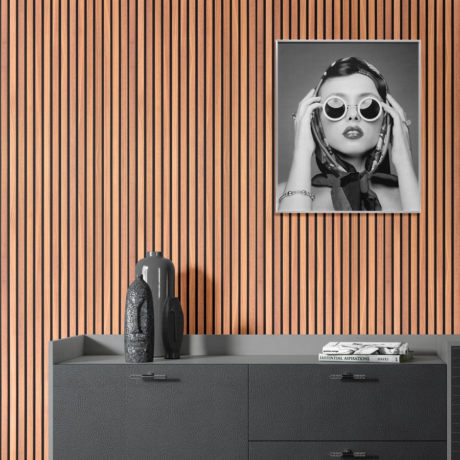 Papel de Parede Adesivo de Madeira Ripada Lisa Autocolante Meia Parede