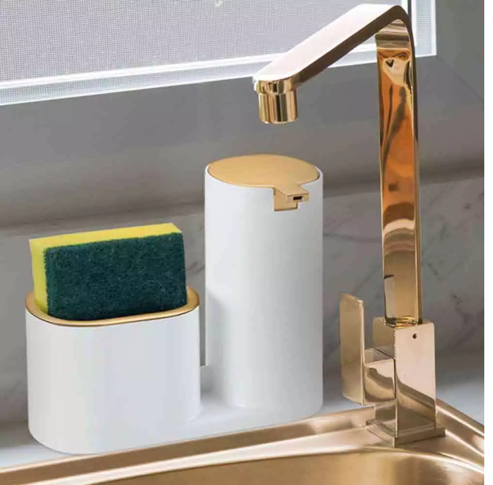Dispenser Porta Detergente e Bucha Luxo Cozinha |Alma & Casa